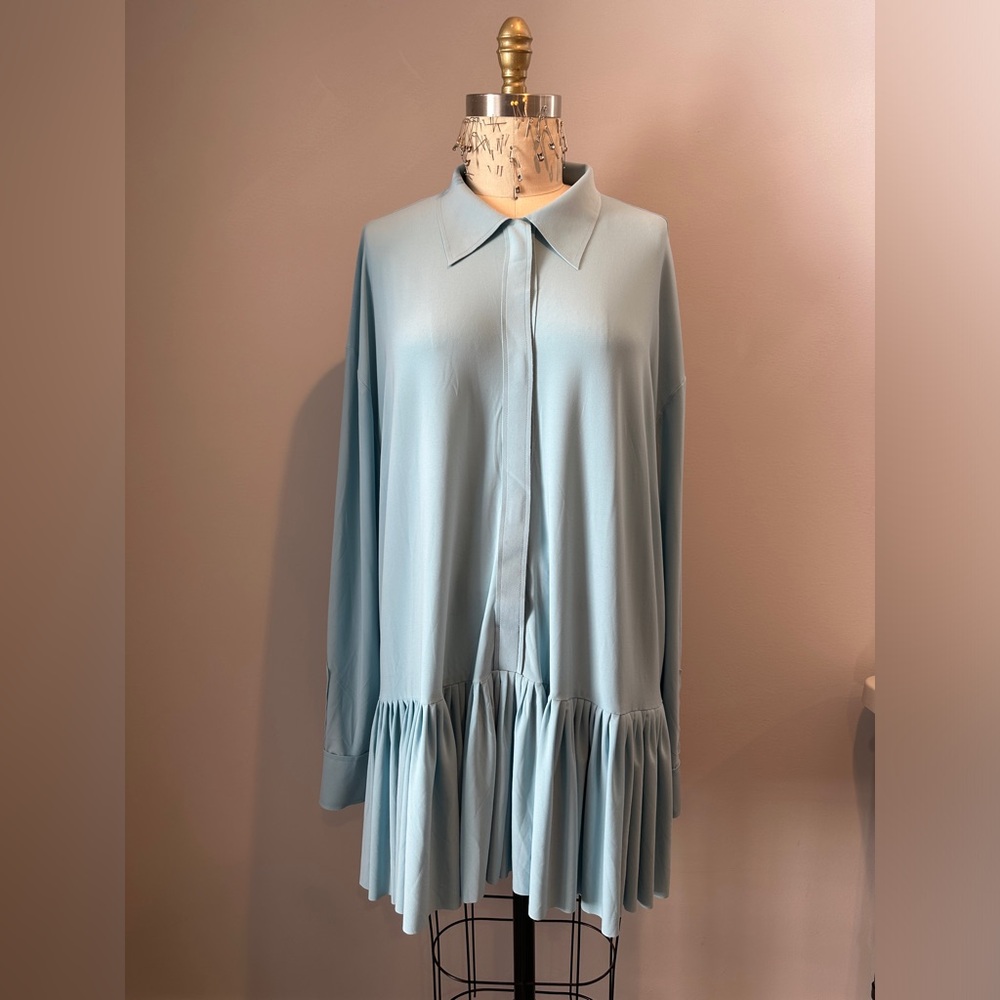 Norma Kamali Oversized Boyfriend Shirt Dress in Powder Blue - L/40